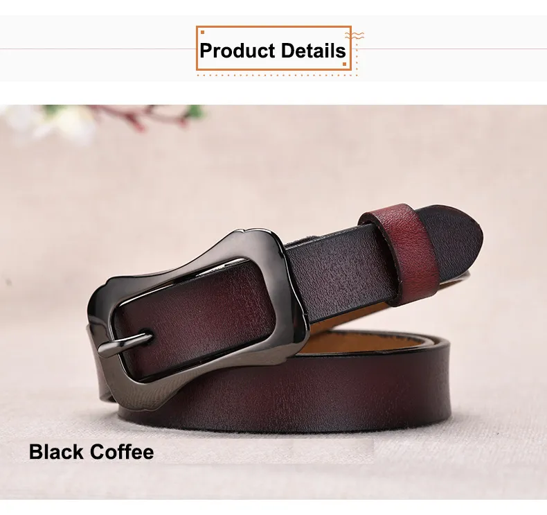 Simple New Style Pure Cowhide Fashion Style Joker Pin Buckle Real Leather Ladies Belt