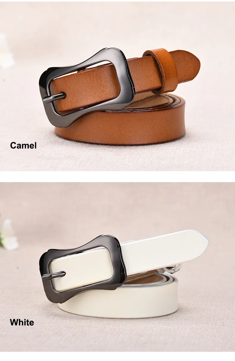 Simple New Style Pure Cowhide Fashion Style Joker Pin Buckle Real Leather Ladies Belt