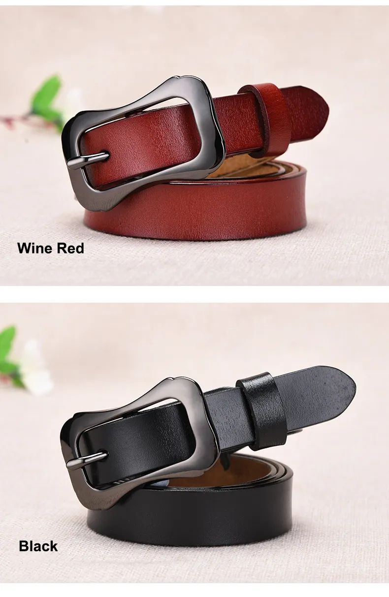Simple New Style Pure Cowhide Fashion Style Joker Pin Buckle Real Leather Ladies Belt