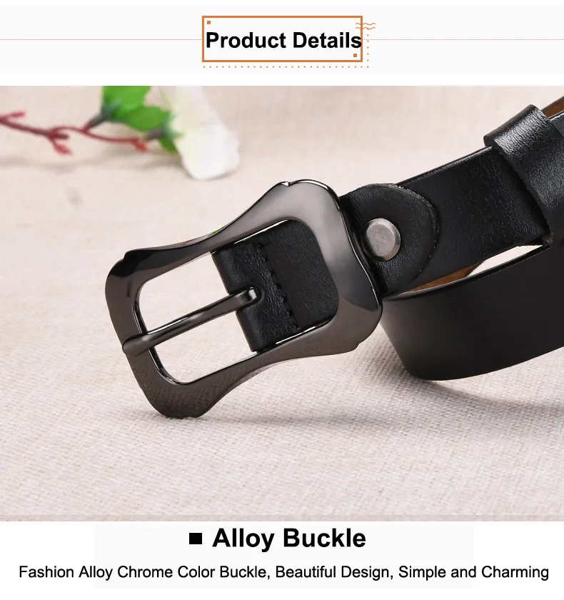 Simple New Style Pure Cowhide Fashion Style Joker Pin Buckle Real Leather Ladies Belt