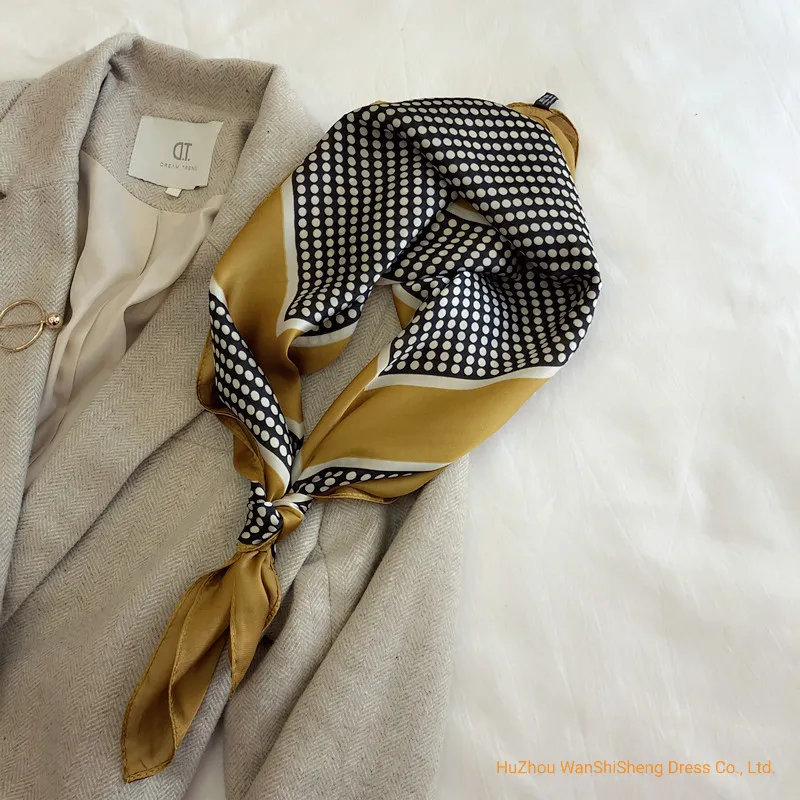 Spring and Autumn New Style Silk Scarf Female Dots Small Square Scarf Bandana