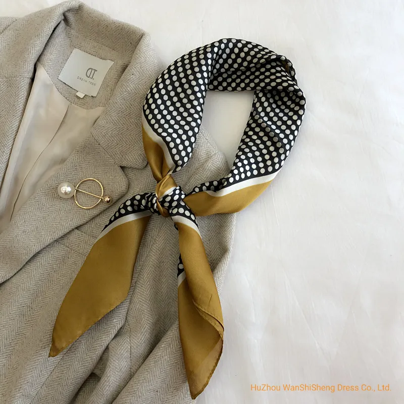 Spring and Autumn New Style Silk Scarf Female Dots Small Square Scarf Bandana
