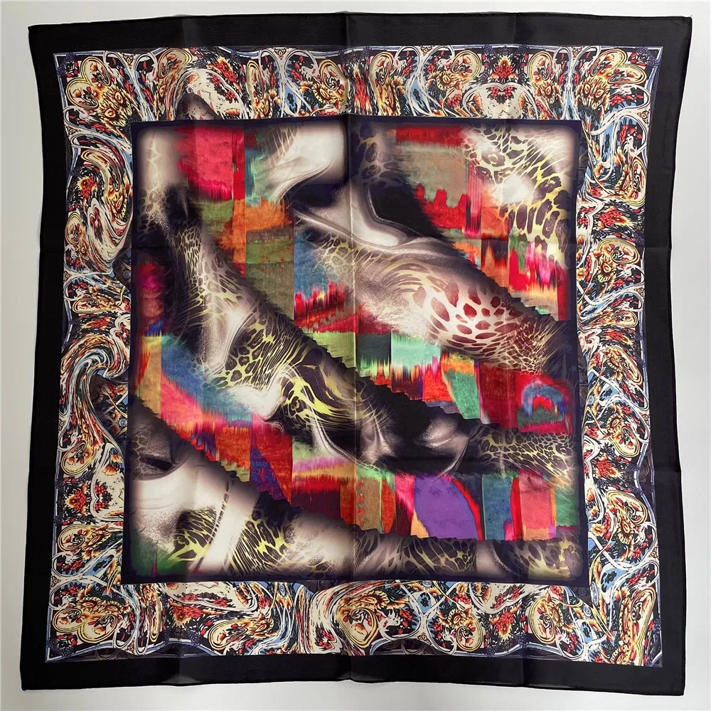 Square Headwear Photos Patterns Printed Silk Scarf Polyester Satin Chiffon Towel Bandanas