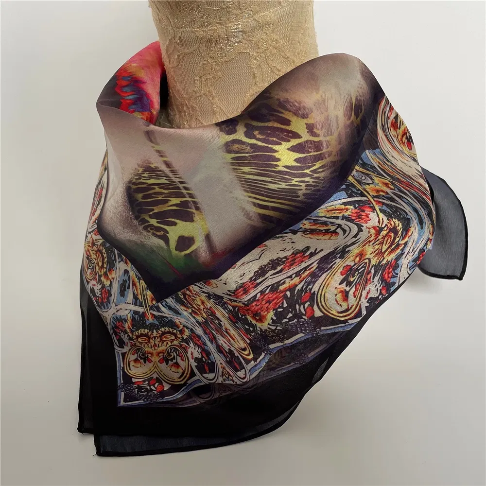 Square Headwear Photos Patterns Printed Silk Scarf Polyester Satin Chiffon Towel Bandanas