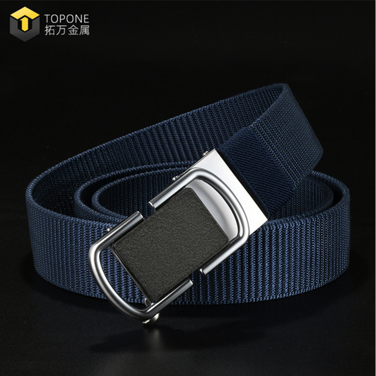 Versatile Fashion Military Waist Strap Automatic Alloy Buckle Nylon Fabric Belt for Men