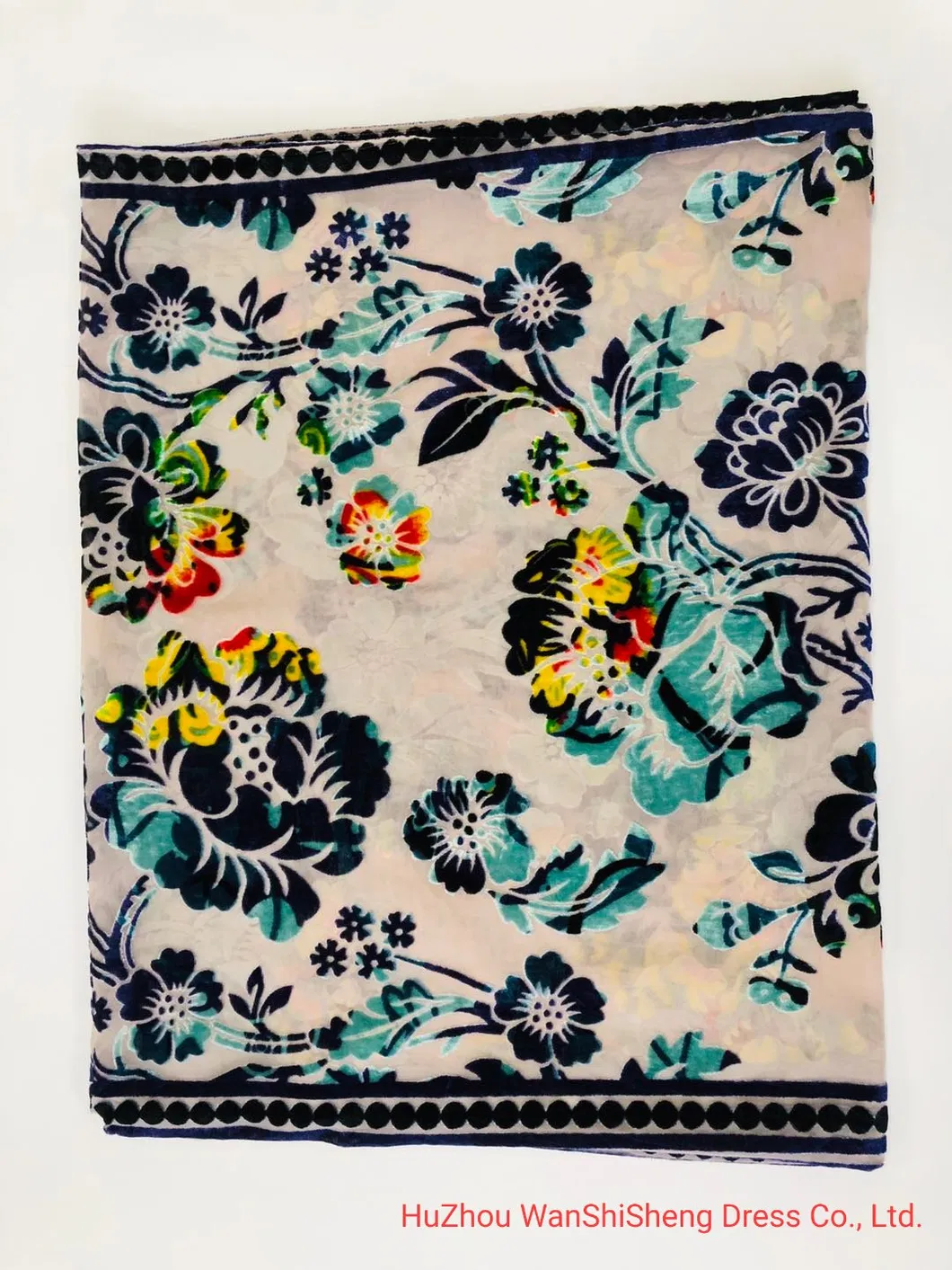 White Colour Flower Burn out Scarf Ponchos for Women, Spring and Fall Shawl Velvet Poncho