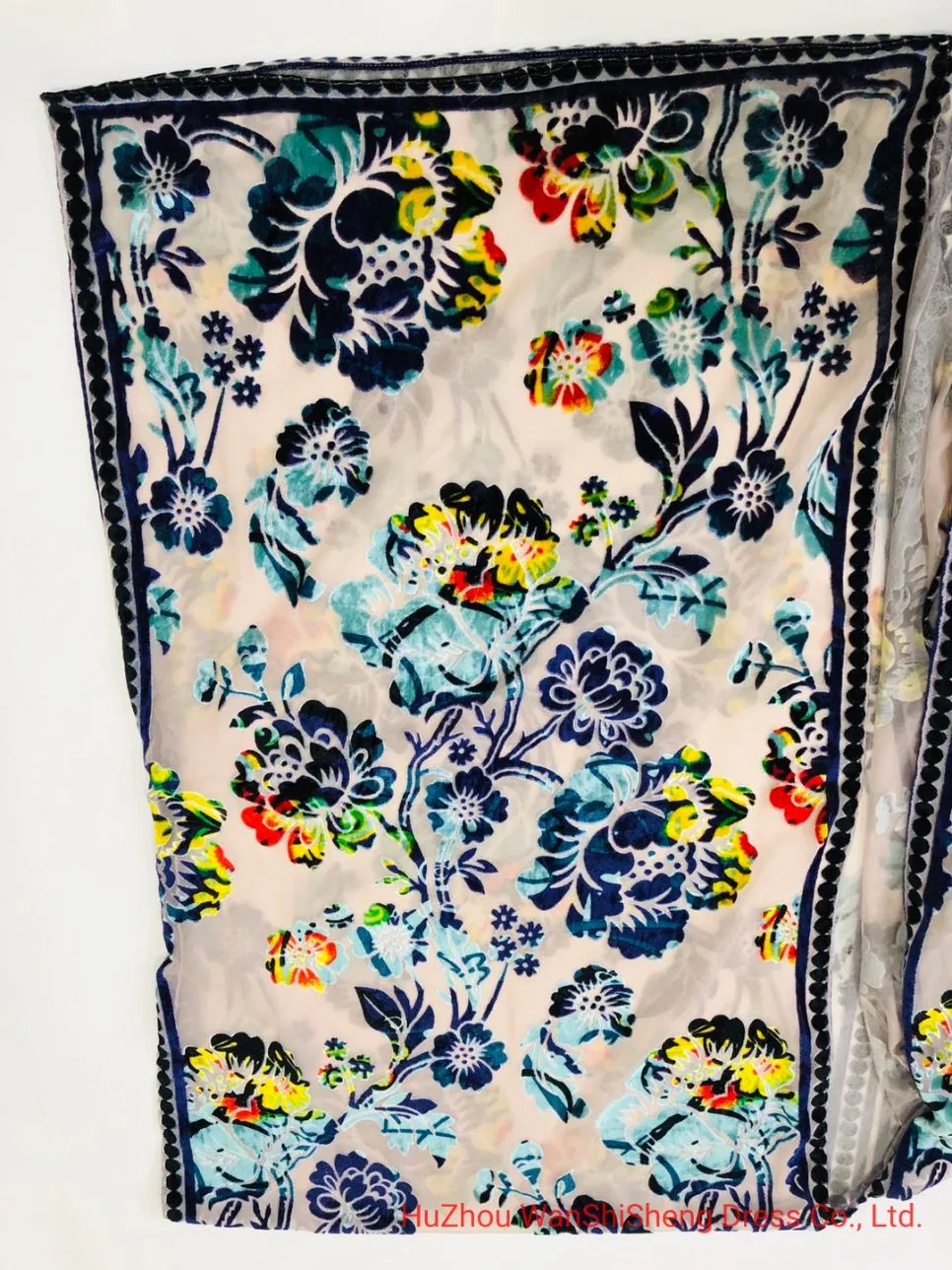 White Colour Flower Burn out Scarf Ponchos for Women, Spring and Fall Shawl Velvet Poncho