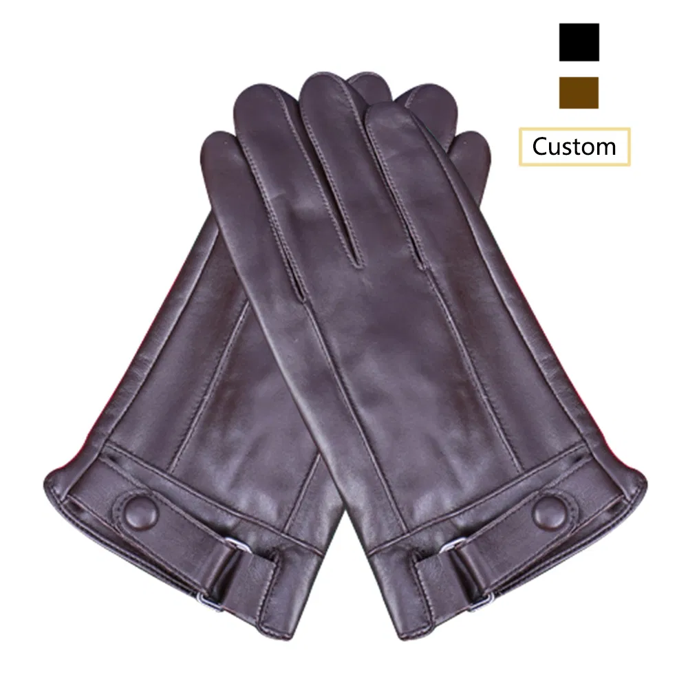Wholesale Cheap Winter Men's Fashion Warm Windproof Gloves Touch Screen Motorbike Driving Thin Goatskin Leather Gloves