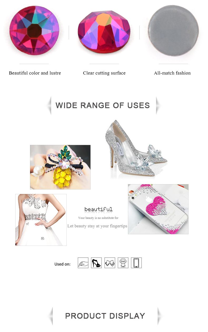 Wholesale Hotfix Rhinestones Gems Flat Back Stones for Sash/Wedding Applique 8 Big 8 Small Cut Facets