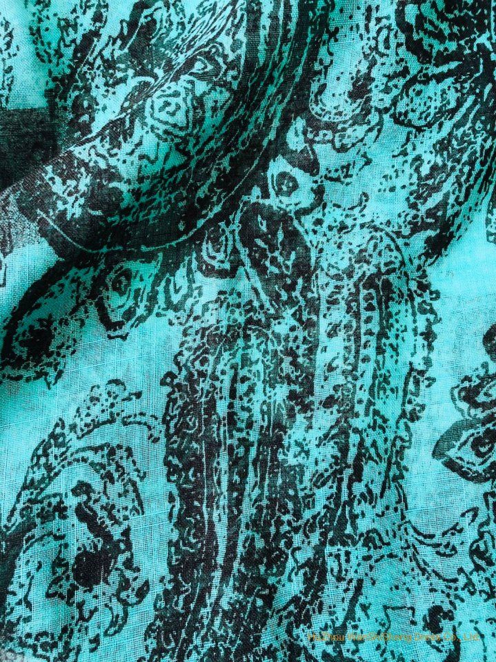 Women Fashion Spring Summer Shawl Green Print Long Muffler Tassels Wrap Foulard Femme Flower Scarf