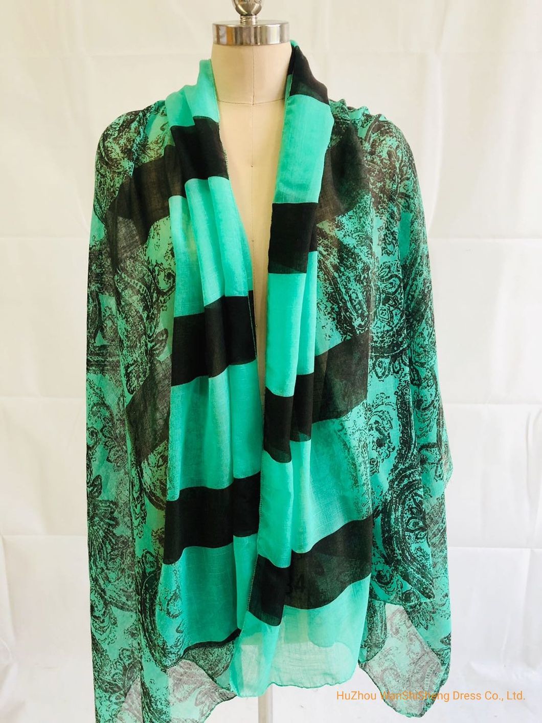 Women Fashion Spring Summer Shawl Green Print Long Muffler Tassels Wrap Foulard Femme Flower Scarf