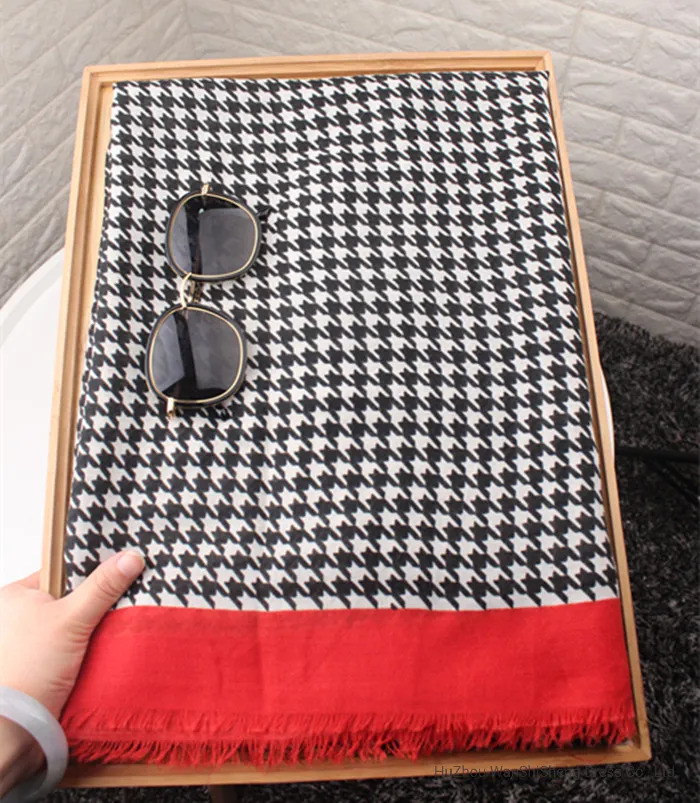 Women Fashion Spring Summer Shawl Vintage Houndstooth Print Long Muffler Tassels Wrap Foulard Femme &nbsp; Scarf