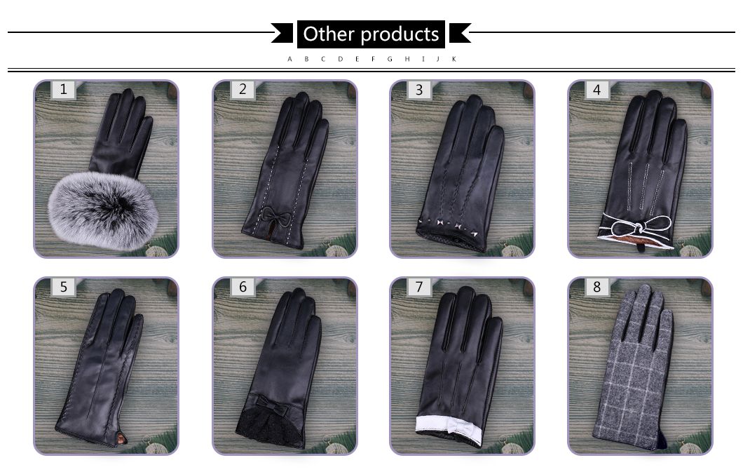 Women Leather Gloves Girls Fashion Red Wine Color Goatskin Leather Glove Goat Women with Bow