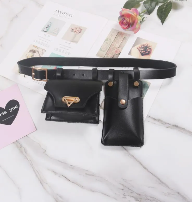 Women′s Crocodile-Print Small Black Fanny Pack Stylish Versatile Belt