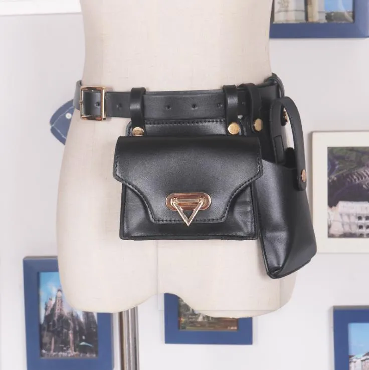 Women′s Crocodile-Print Small Black Fanny Pack Stylish Versatile Belt