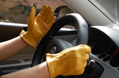 Yellow Cow Grain Leather Driver Gloves